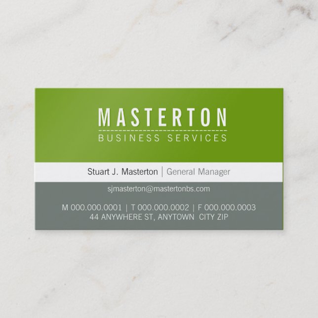 MINIMAL-grönt för vanligt gräs, grått Visitkort (Framsida)