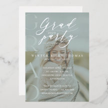 Minimal Grönt Foto Grad Party Modern Calligraphy
