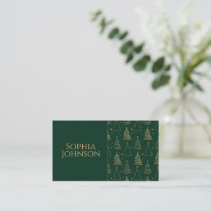 Minimal Grönt Guld Julgran Visitkort
