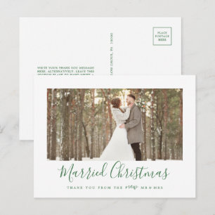 Minimal Grönt Married Jul Newlyed Tack Helg Vykort