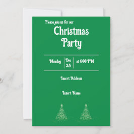 Minimal Grönt med vit julafton Party Inbjudningar
