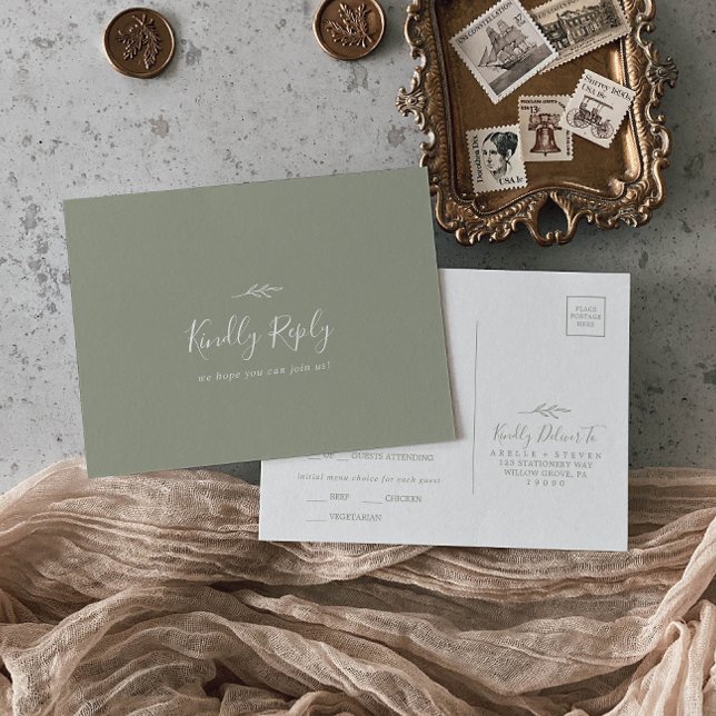 Minimal Grönt-meny för Löv--vykort för OSA Inbjudan Vykort (Skapare uppladdad)