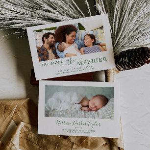 Minimal Grönt mer i meddelandet om Merrier Birth Julkort