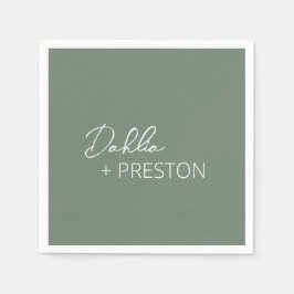 Minimal Grönt Modern Bröllop Pappersservett