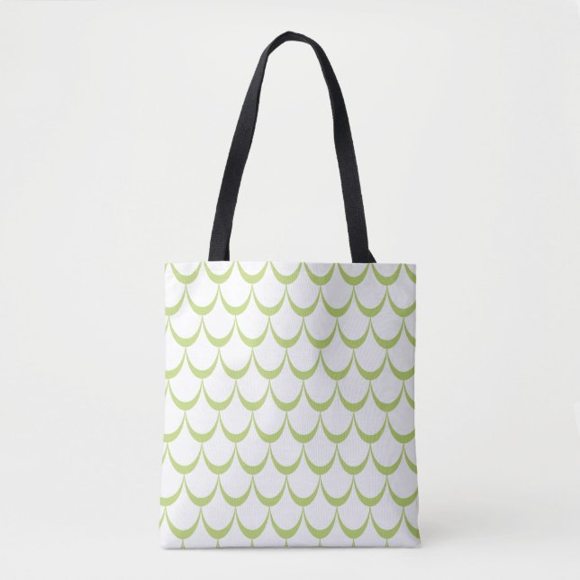 Minimal Grönt Scallop Mönster Tote Bag Tygkasse (Framsida)