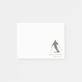 Minimal Grönt Skiing Silhouette Instruktor Coach Post-it Block