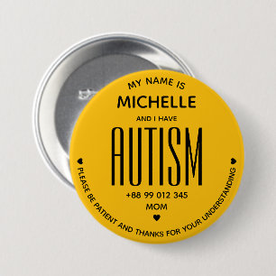 Minimal gul Autism Medvetenhet ASD ADHD Speciell Knapp