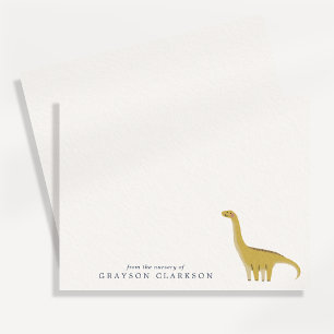 Minimal Gul Dinosaur Barn Notkort Inbjudningar