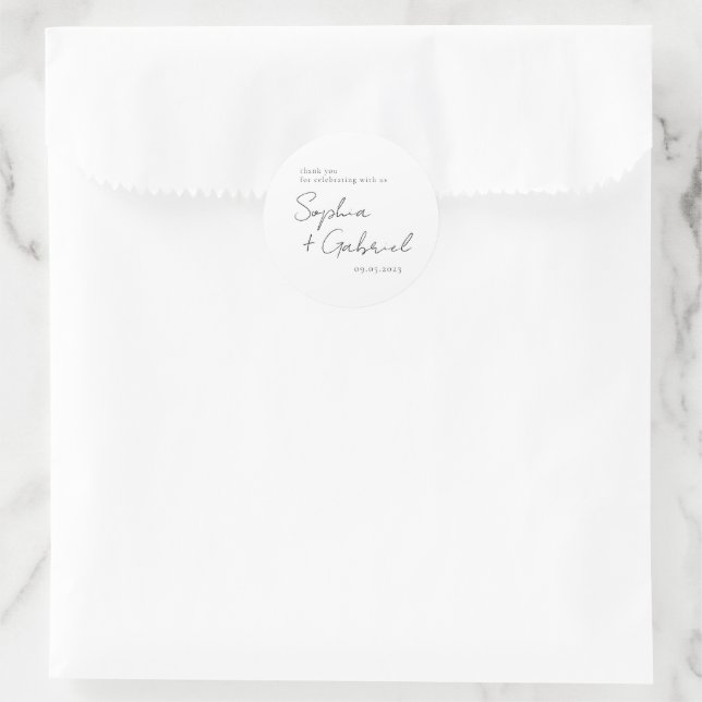 Minimal gul gul gul rund etikett för skript (Väska)