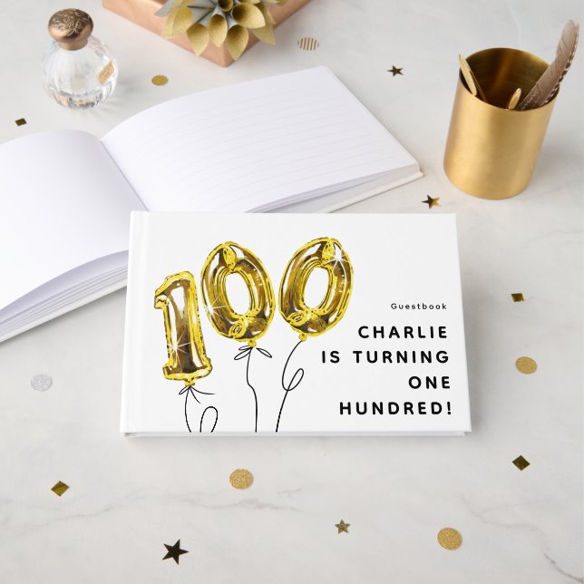Minimal Guld 100 Ballong 100-årsfirande Gästböcker (Framsida öppen)
