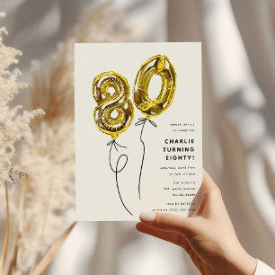 Minimal Guld 80 Ballong 80-årsfest Inbjudningar