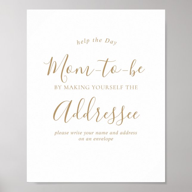 Minimal guld baby shower kuvert skylt (Framsidan)