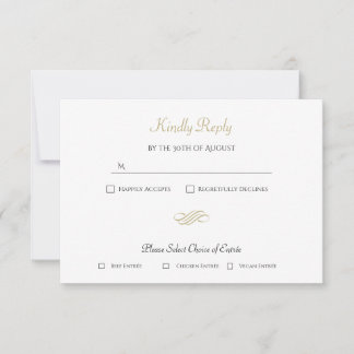 Minimal Guld Bröllops RSVP OSA Kort
