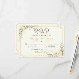 Minimal guld bröllops-svarskort – Elegant svar