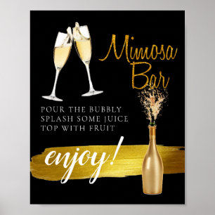 Minimal Guld Elegant Bröllopsbrunch Mimosa Bar Sky Poster