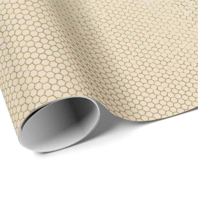Minimal Guld Elfenbenskusten Creamy Mesh Honeybee  Presentpapper (Rullad Hörn)