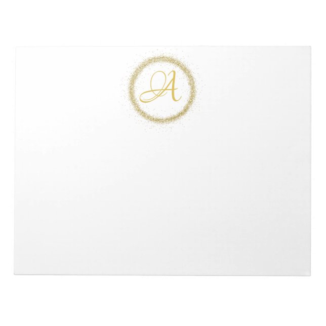 *~* Minimal Guld Glitter Monogram initial Girly Anteckningsblock (Framsida)