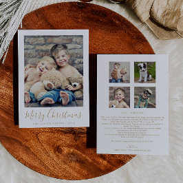 Minimal Guld God jul Family News Porträtt Julkort