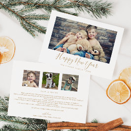 Minimal Guld Gott nytt år Family News Ligcape Julkort