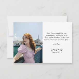 Minimal Guld Grad Cap Modern Photo Studenten Tack Kort