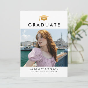 Minimal Guld Grad Cap Photo Collage Studenten Meddelande