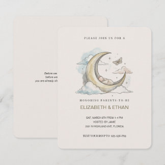 Minimal Guld Halvmåne Lindad Baby Shower Inbjudningar