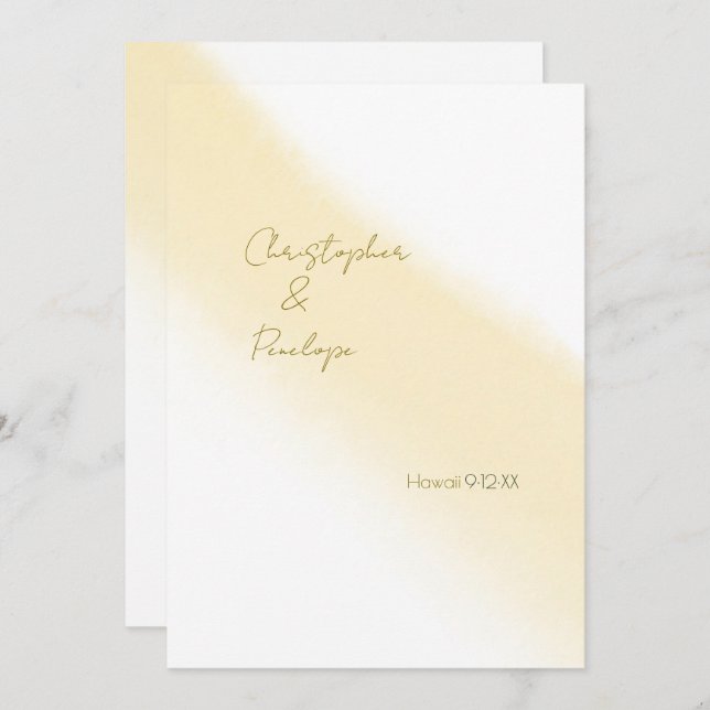 Minimal Guld-kalligrafi Vattenfärg Spara datum Inbjudningar (Fram/baksida)