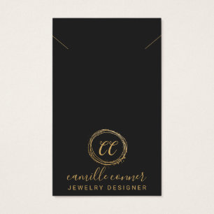 Minimal Guld Monogram Juvelry Designer Necklace Visitkort