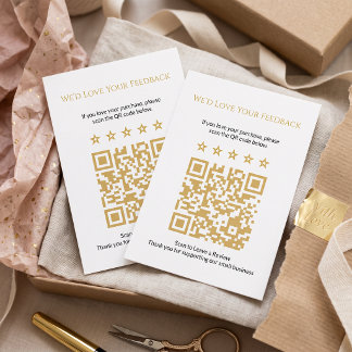 Minimal Guld QR-kod Recension för Småföretag Tilläggskort
