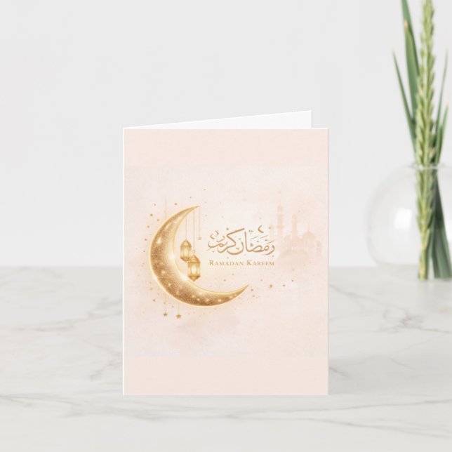 Minimal Guld Ramadan Kareem-kort – Elegant Islamsk Inbjudan (Framsida)