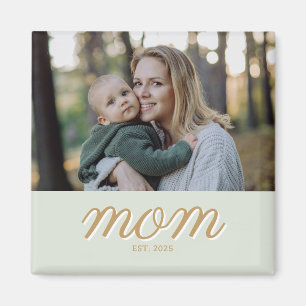 Minimal Guld & Salvia Grön Mammas Kvinnlig Foto Magnet