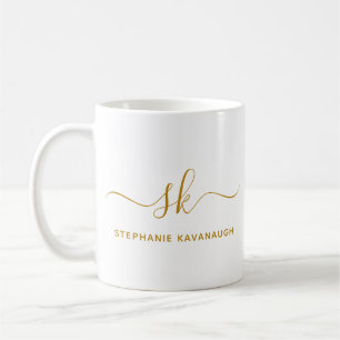 Minimal Guld-skript för monogram Classic Elegant Kaffemugg