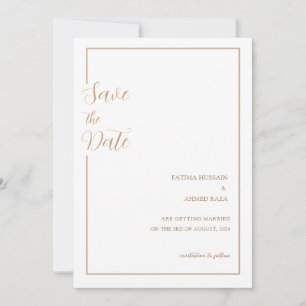 Minimal Guld Stylish Muslim Bröllop Spara Datumet