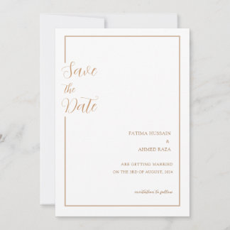 Minimal Guld Stylish Muslim Bröllop Spara Datumet