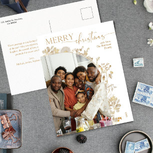 Minimal Guld-typografi - fotfoto till jul Vykort