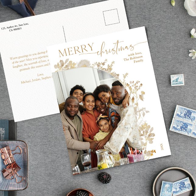 Minimal Guld-typografi - fotfoto till jul Vykort (Skapare uppladdad)