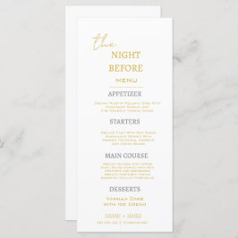 Minimal Guld & White natten före Bröllop Meny