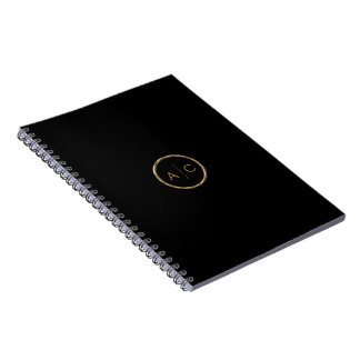 Minimal guldförgylld monogram på SVART Anteckningsbok