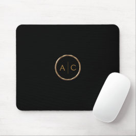Minimal guldförgylld monogram på SVART Musmatta
