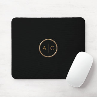 Minimal guldförgylld monogram på SVART Musmatta