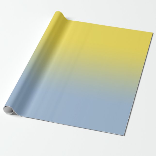 Minimal Gult till Light Blue Ombré Presentpapper (Utrullad)