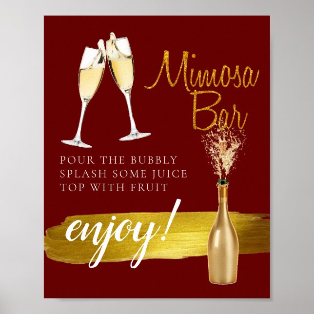 Minimal gyllene elegant bröllopsbrunch Mimosa Bar  Poster (Framsidan)