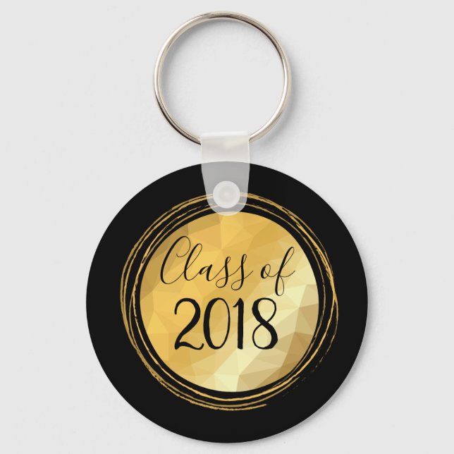 Minimal gyllene studenten-klass 2018 nyckelring (Framsida)