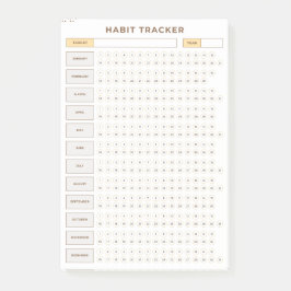 Minimal Habit Tracker Beige Grid Design Post-it Block