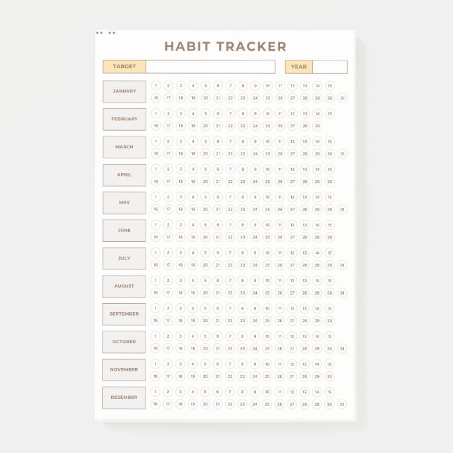 Minimal Habit Tracker Beige Grid Design Post-it Block (Framsida)