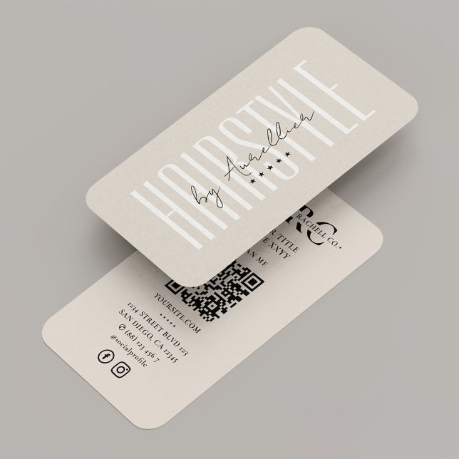 Minimal Hair Stylist Braids Salon Monogram Visitkort (Minimal Sand Hair Stylist Braids Salon Monogram Business Card
)