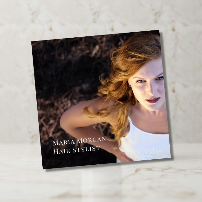 Minimal Hair Stylist Business Fyrkantigt Visitkort (Skapare uppladdad)