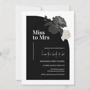 Minimal halv Arch-miss till Mrs Black Blommigt Möh Inbjudningar