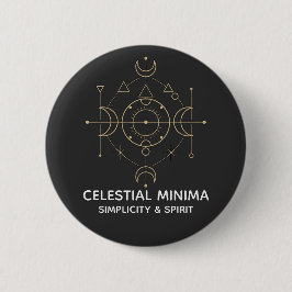 Minimal halvmåne och sol Linje Konst | Boho stil Knapp