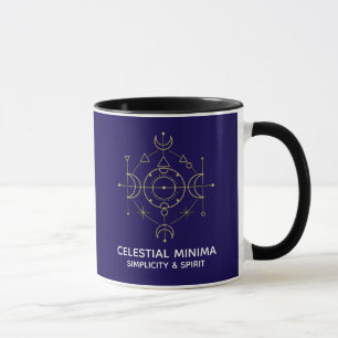 Minimal halvmåne och sol linjekonst Boho-stil Mugg